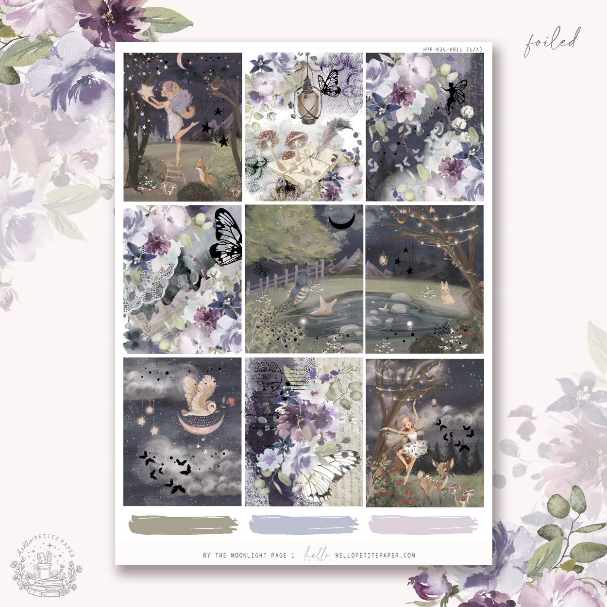 By the moonlight - silver FOILED KIT - premium matte paper sticker kit