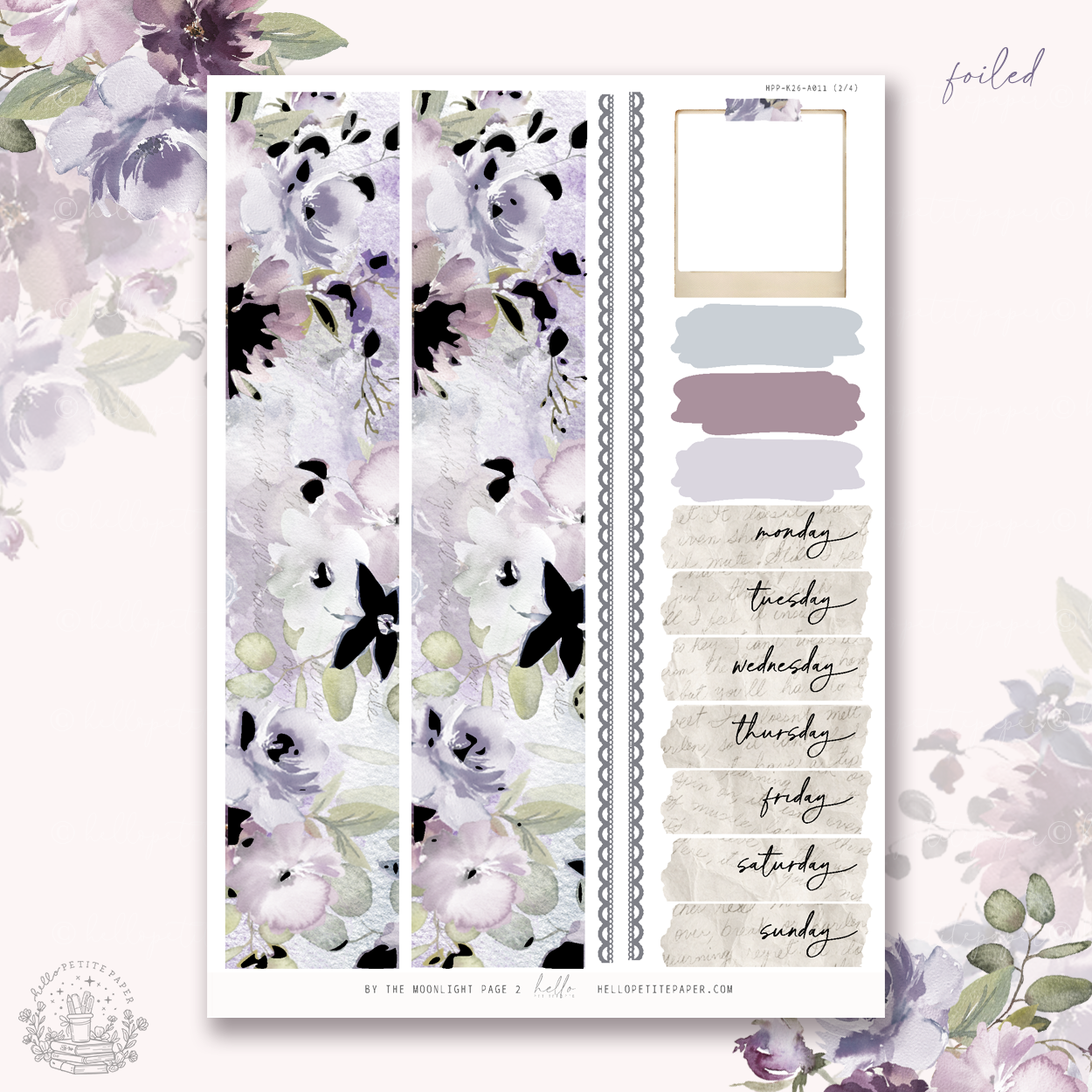 By the moonlight - silver FOILED KIT - premium matte paper sticker kit