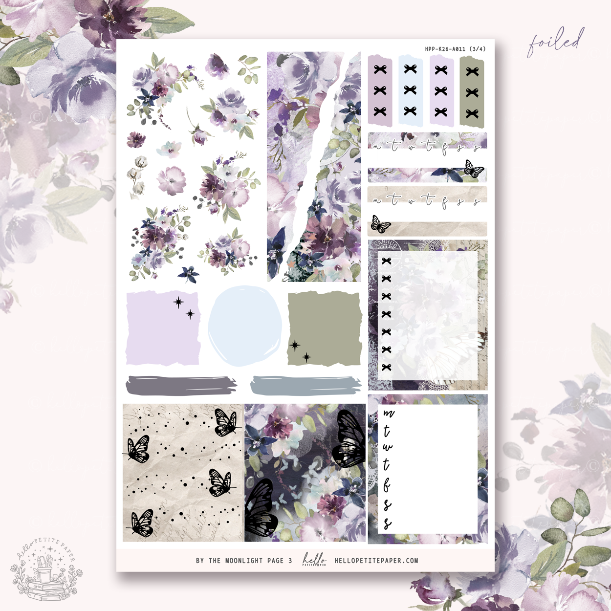 By the moonlight - silver FOILED KIT - premium matte paper sticker kit