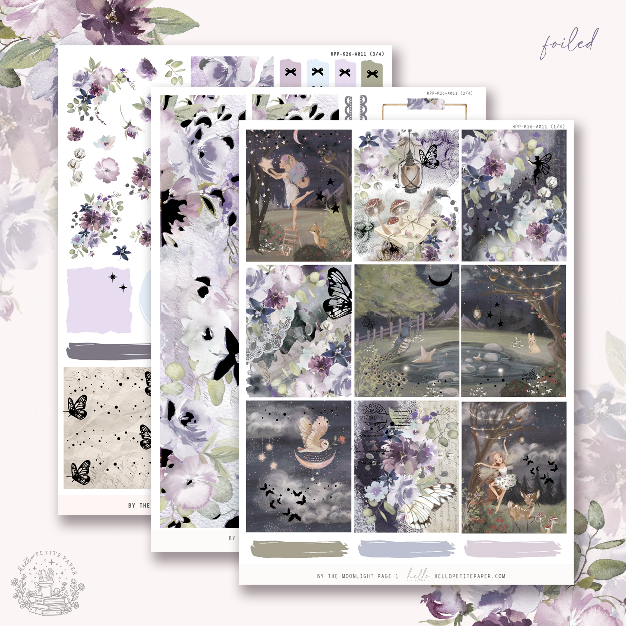 By the moonlight - silver FOILED KIT - premium matte paper sticker kit
