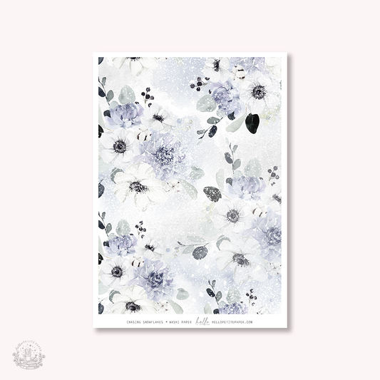 Washi paper - Chasing snowflakes | tearable washi sheet (1 sheet)