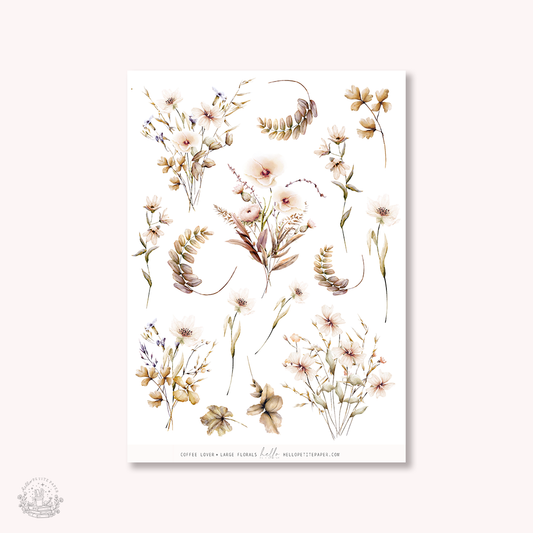 Coffee Lover - Large Floral Deco Stickers