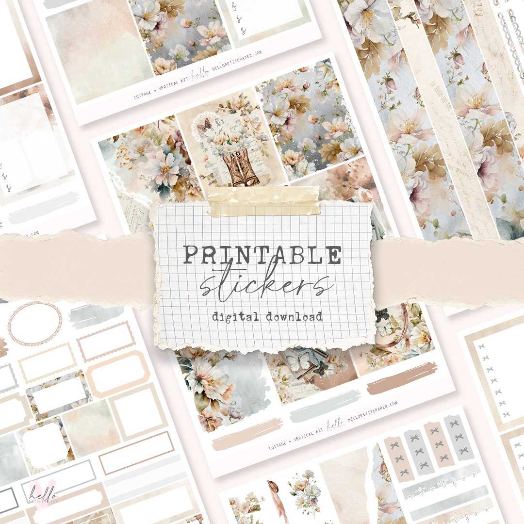 Printable sticker kit - Cottage (4 sticker sheets)
