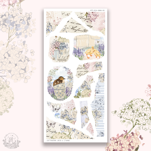 Cottagecore  - Deco stickers 5 (torn papers)
