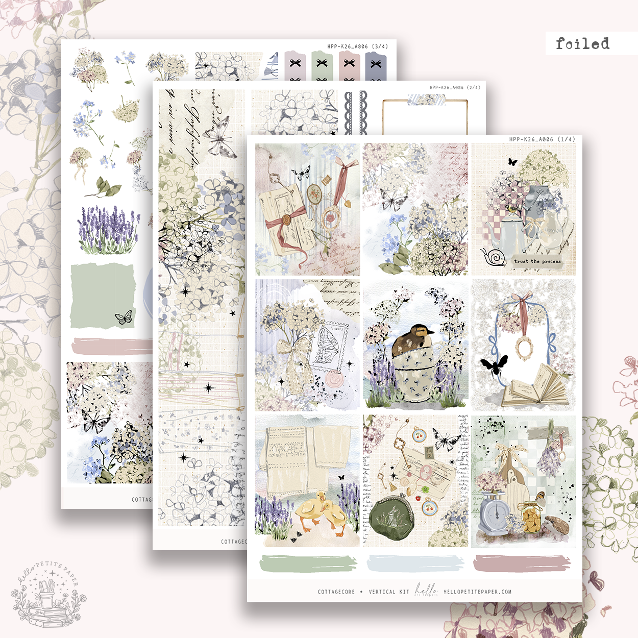 Cottagecore - gold FOILED sticker kit – Hello Petite Paper | Stickers ...
