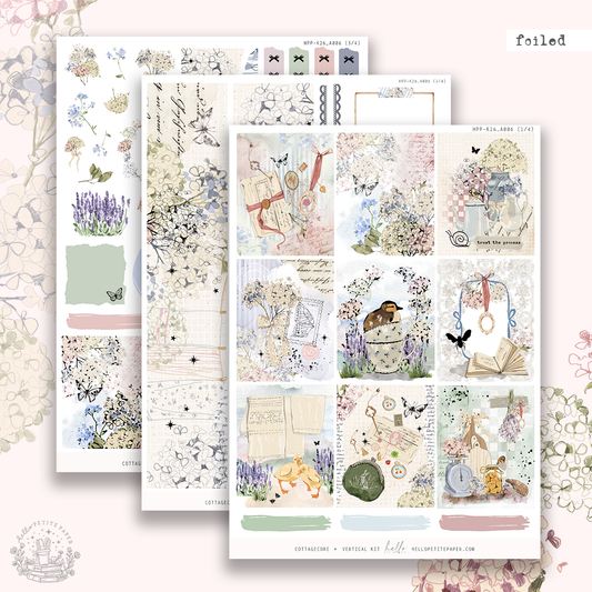 Cottagecore - gold FOILED sticker kit