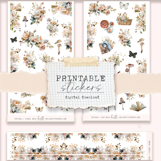 Printable sticker kit - Cottage decorative sticker (3 sticker sheets)