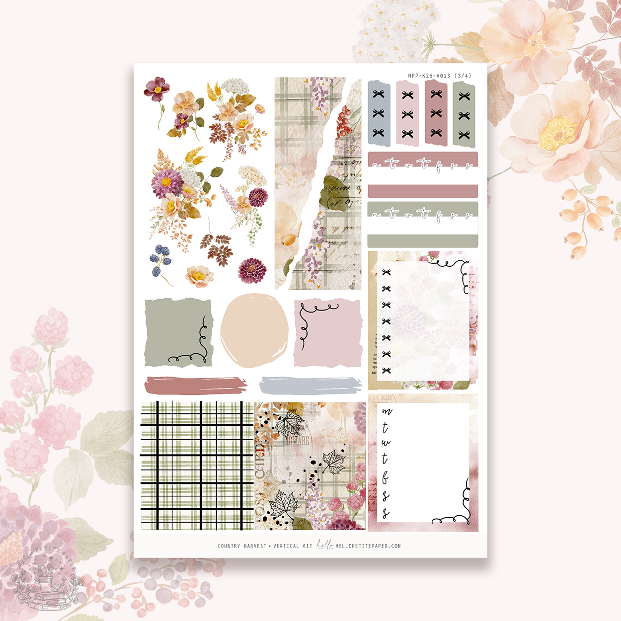 Country Harvest - gold FOILED KIT - premium matte paper sticker kit