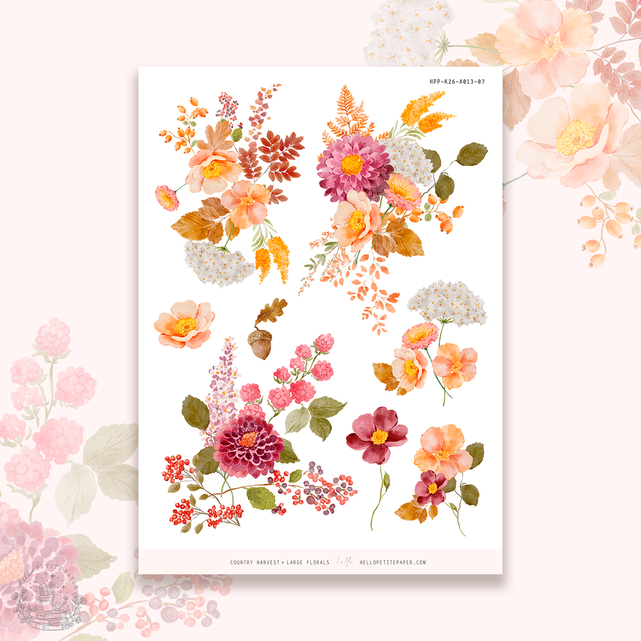 Country Harvest  - Large Floral Deco Stickers