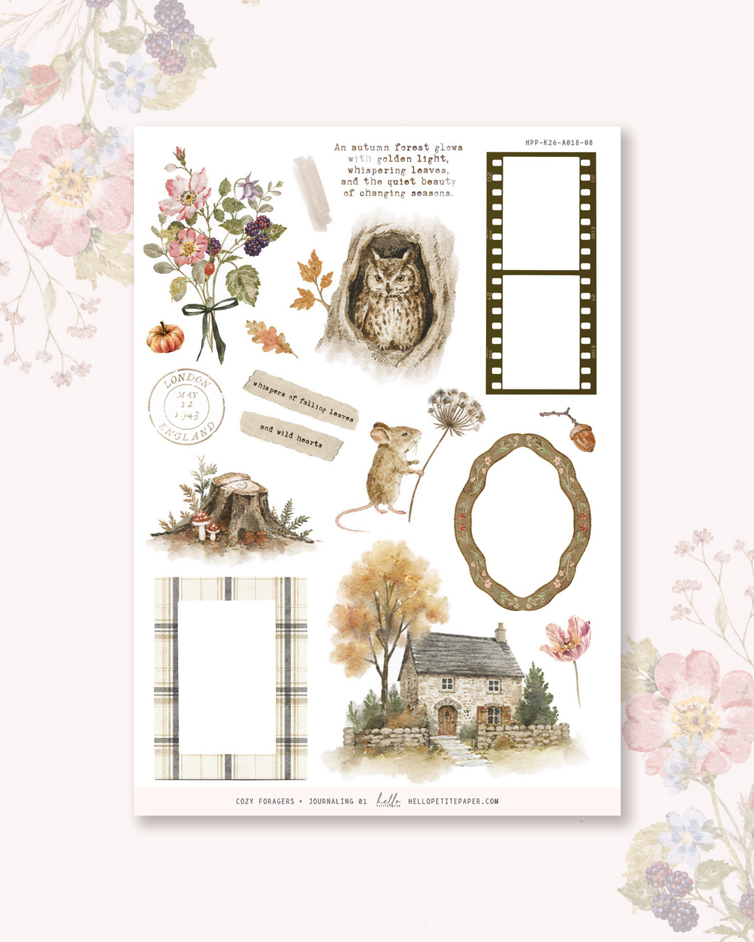 Cozy Foragers  - Journaling Sticker Kit.
