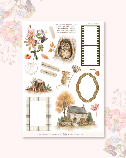 Cozy Foragers  - Journaling Sticker Kit.