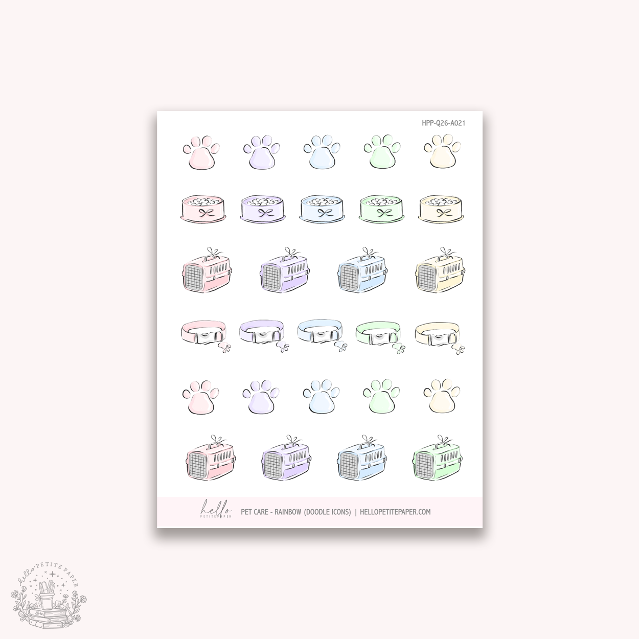 doodle stickers pet care rainbow