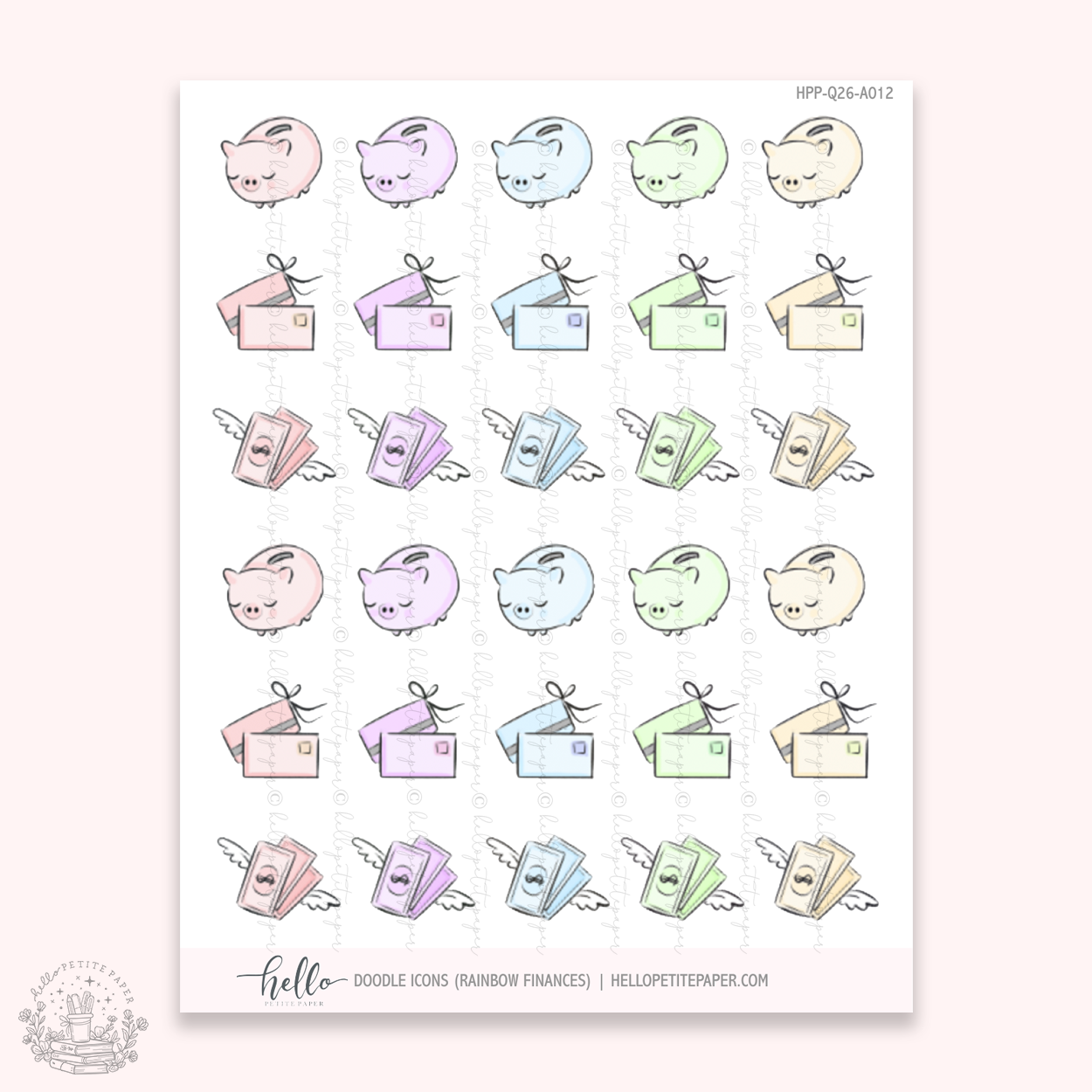 Doodle Icons (RAINBOW FINANCES) | hand-drawn planner stickers