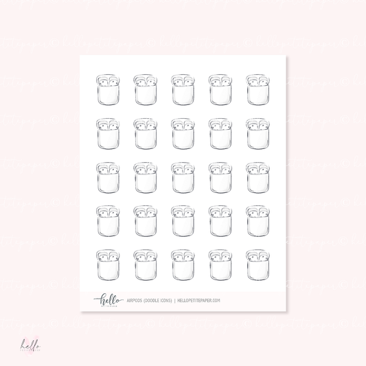 Doodle Icons (AIRPODS) | hand-drawn planner stickers