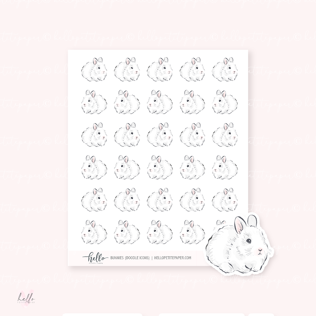 Doodle Icons (BUNNY) | hand-drawn planner stickers