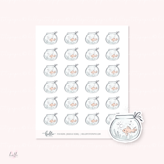 Doodle Icons (FISH BOWL) | hand-drawn planner stickers