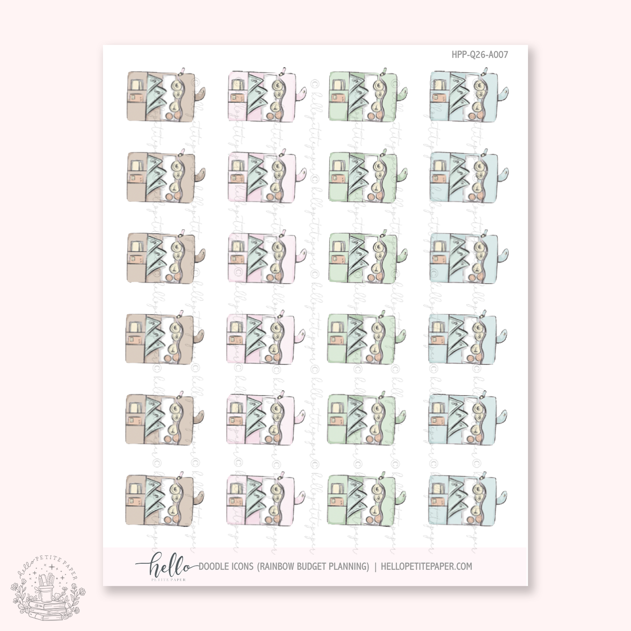 Doodle Icons (RAINBOW BUDGET PLANNING) | hand-drawn planner stickers