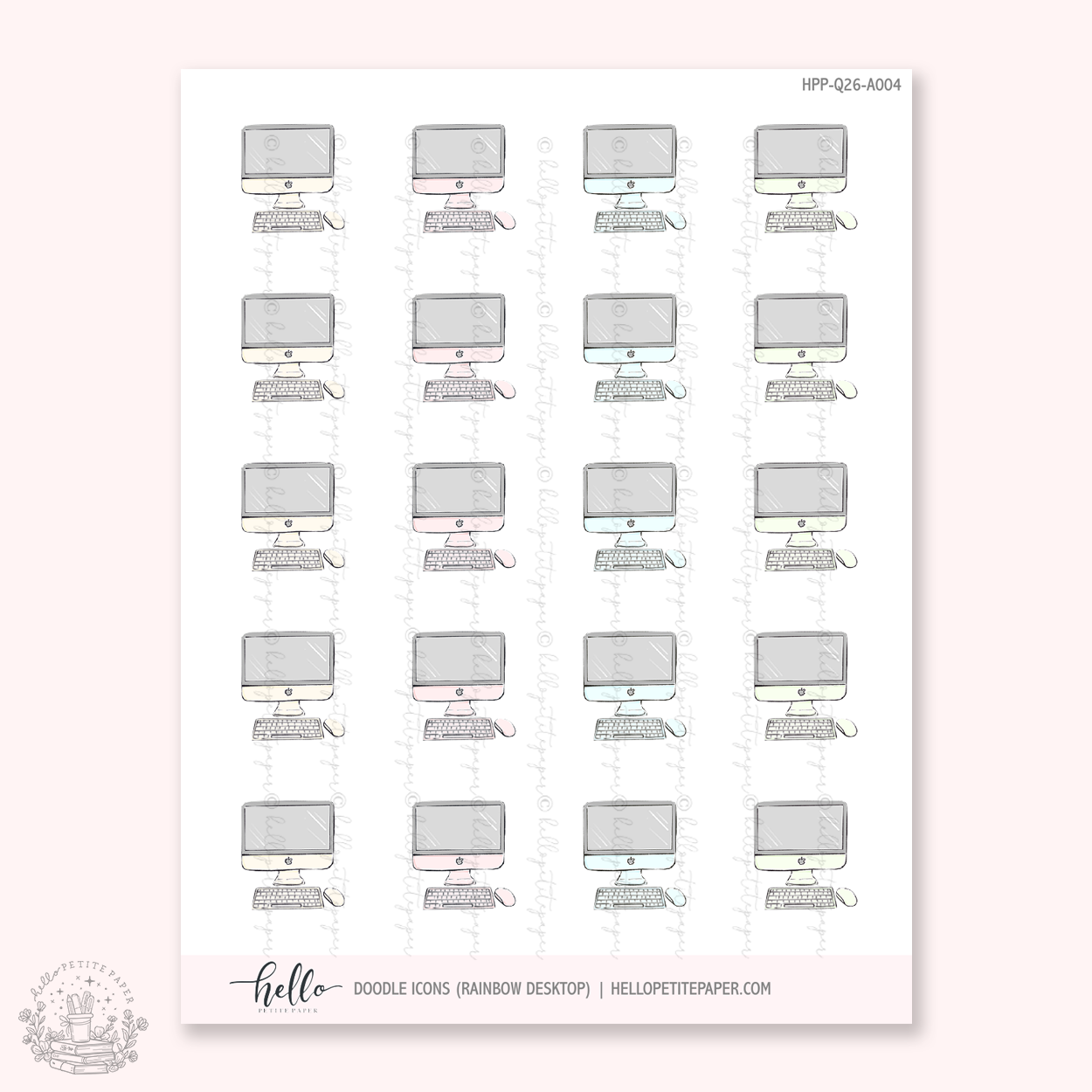Doodle Icons (RAINBOW DESKTOP) | hand-drawn planner stickers