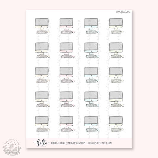 Doodle Icons (RAINBOW DESKTOP) | hand-drawn planner stickers