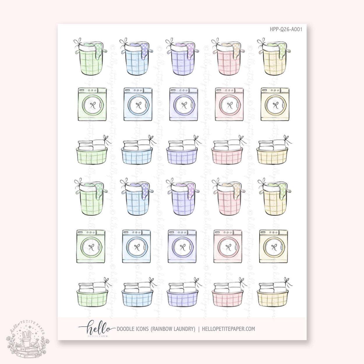Doodle Icons (RAINBOW LAUNDRY) | hand-drawn planner stickers