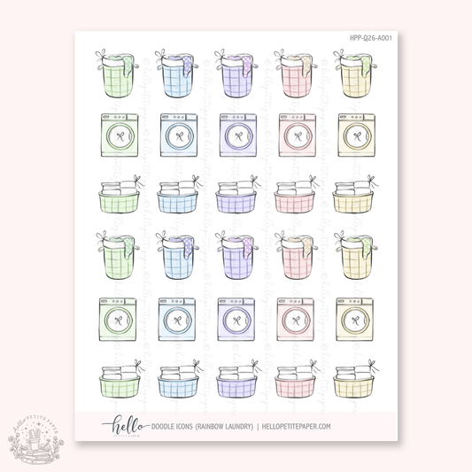Doodle Icons (RAINBOW LAUNDRY) | hand-drawn planner stickers