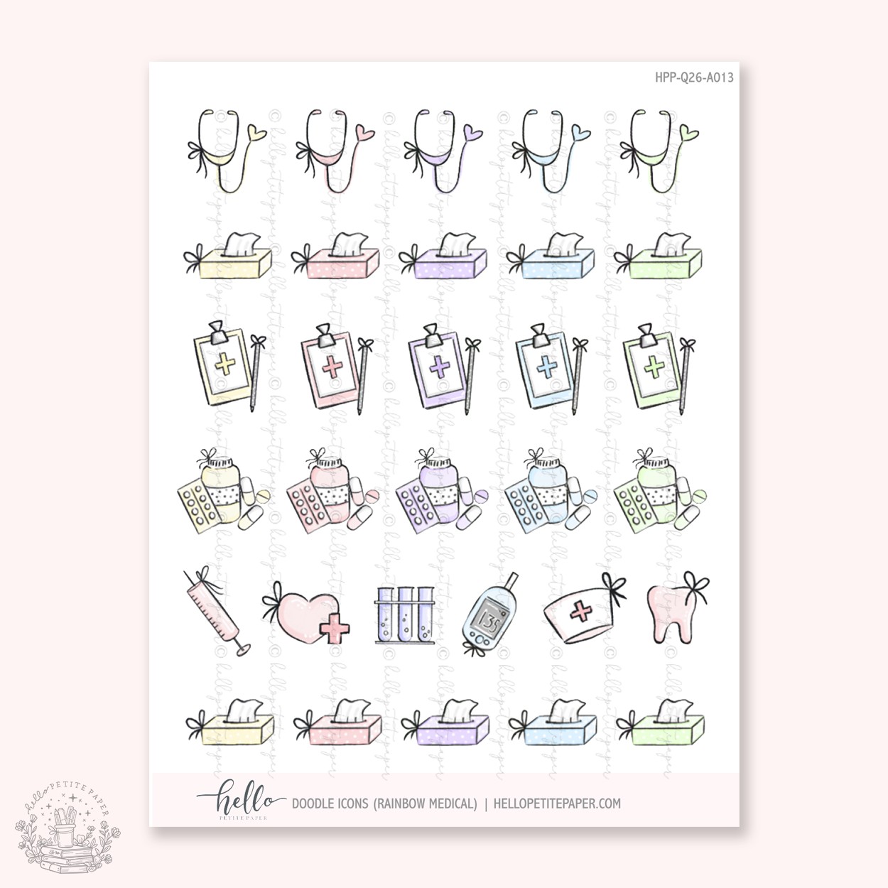 Doodle Icons (RAINBOW MEDICAL) | hand-drawn planner stickers