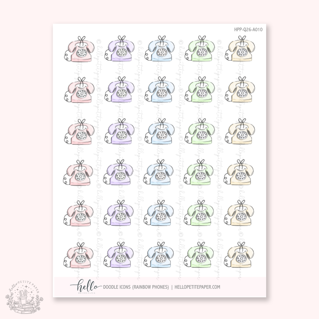 Doodle Icons (RAINBOW  PHONES) | hand-drawn planner stickers