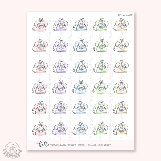 Doodle Icons (RAINBOW  PHONES) | hand-drawn planner stickers