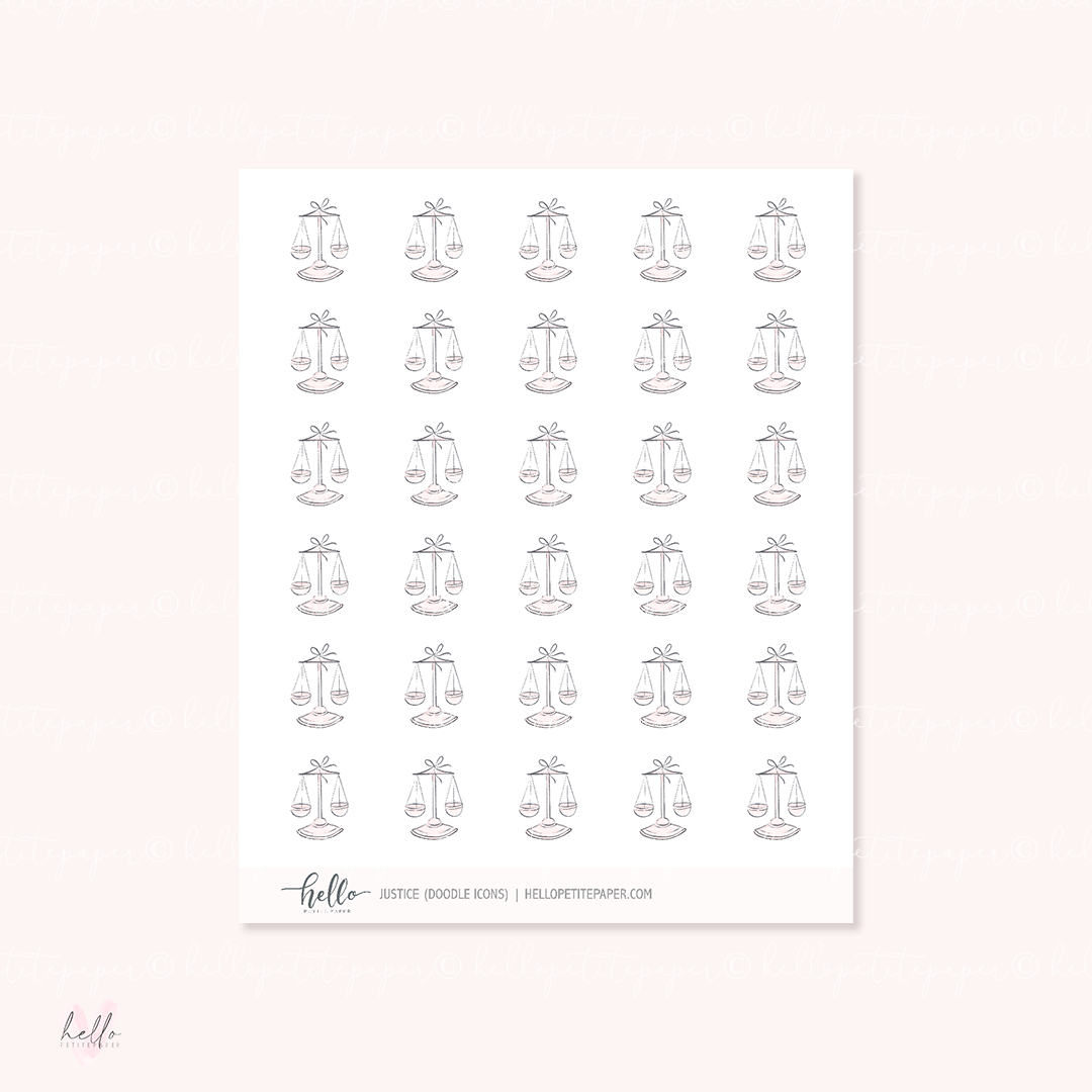 Doodle Icons (JUSTICE) | hand-drawn planner stickers