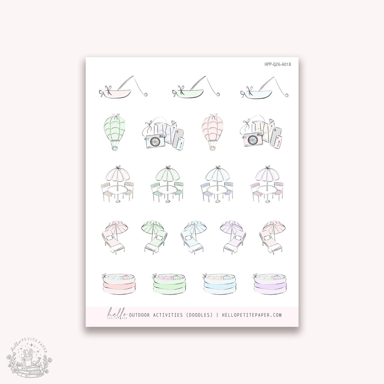 Doodle icons (OUTDOOR ACTIVITIES) - planner stickers