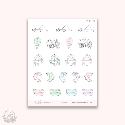Doodle icons (OUTDOOR ACTIVITIES) - planner stickers