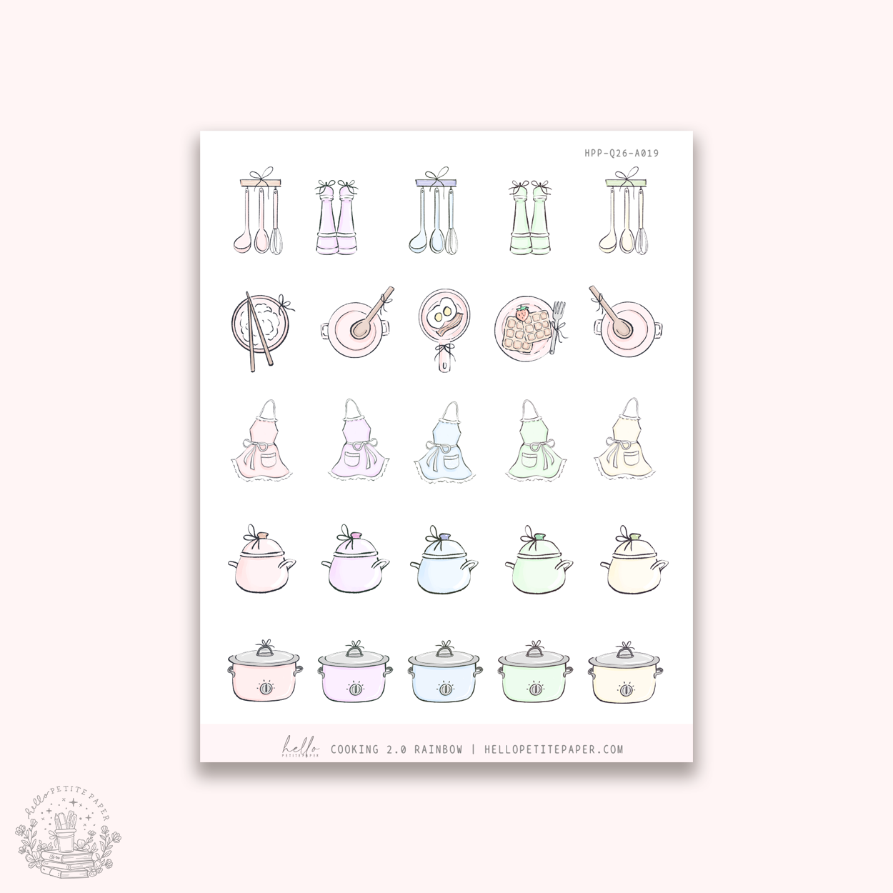 Doodle Icons (COOKING 2.0 Rainbow) | hand-drawn planner stickers
