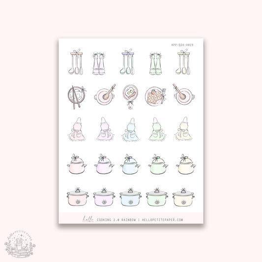 Doodle Icons (COOKING 2.0 Rainbow) | hand-drawn planner stickers