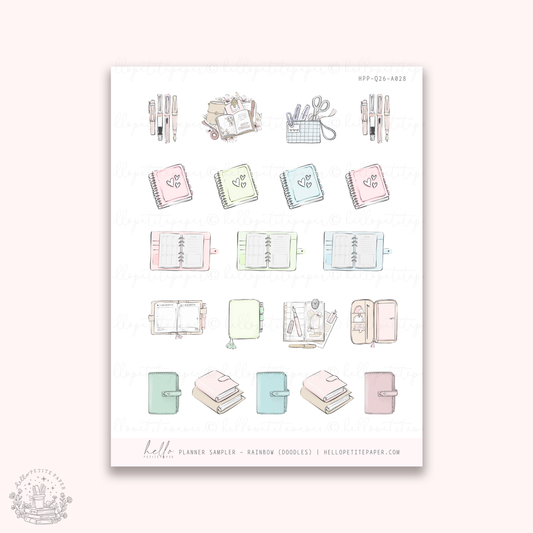 Doodle Icons (PLANNER SAMPLER RAINBOW) | hand-drawn planner stickers