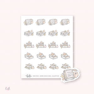 Doodle Icons (BOOK STACKS - AUTUMN) | hand-drawn planner stickers