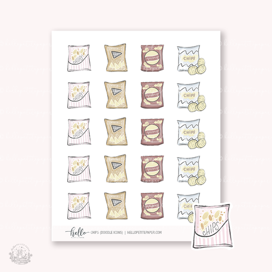 Doodle Icons (CHIPS) | hand-drawn planner stickers