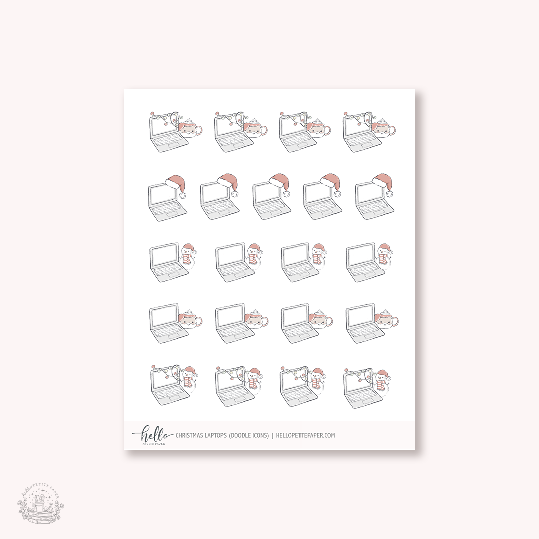 Doodle Icons (CHRISTMAS LAPTOPS) | hand-drawn planner stickers