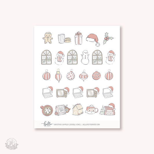 Doodle Icons (CHRISTMAS SAMPLER) | hand-drawn planner stickers