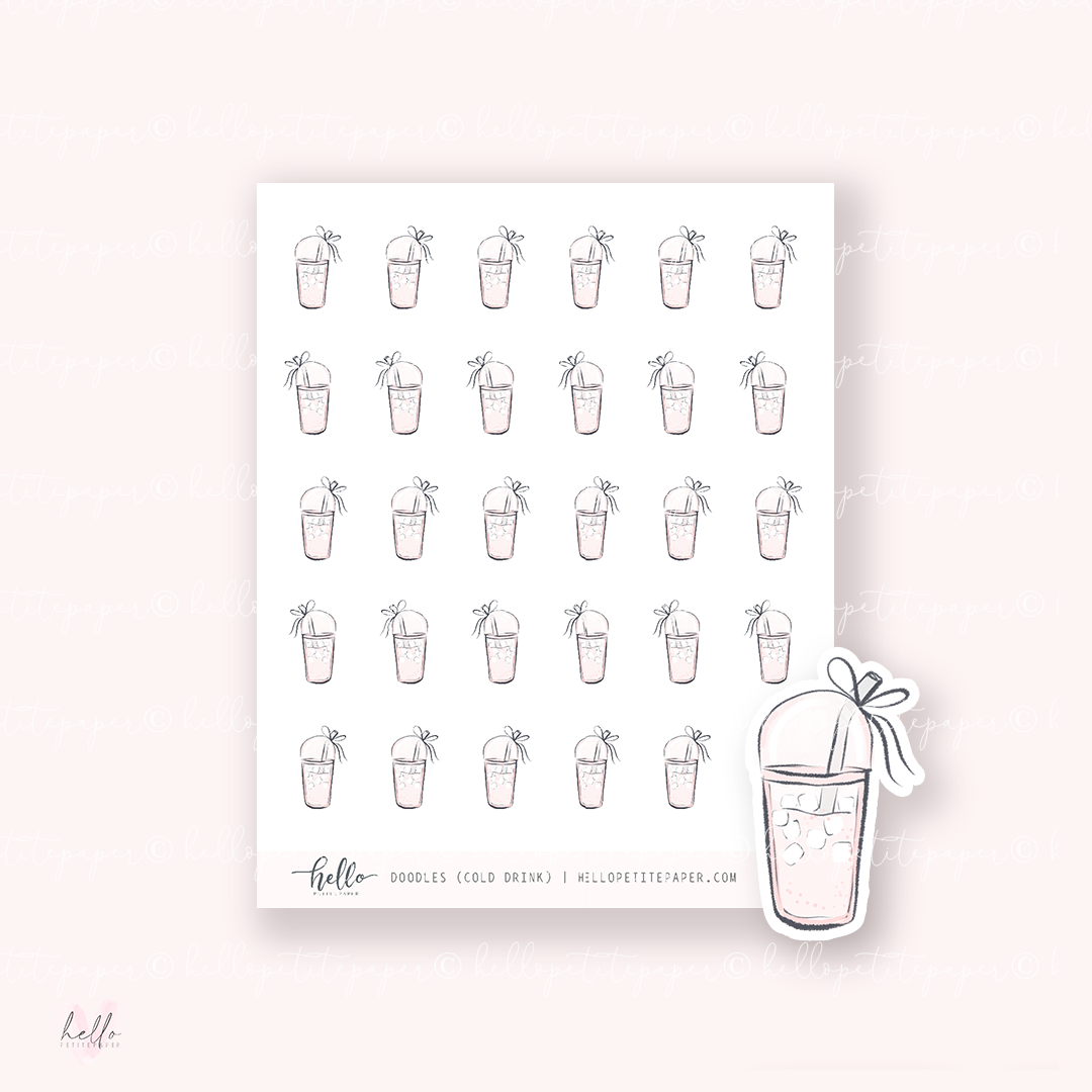 Doodle Icons (COLD DRINK) | hand-drawn planner stickers