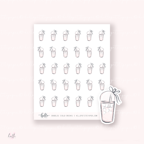 Doodle Icons (COLD DRINK) | hand-drawn planner stickers