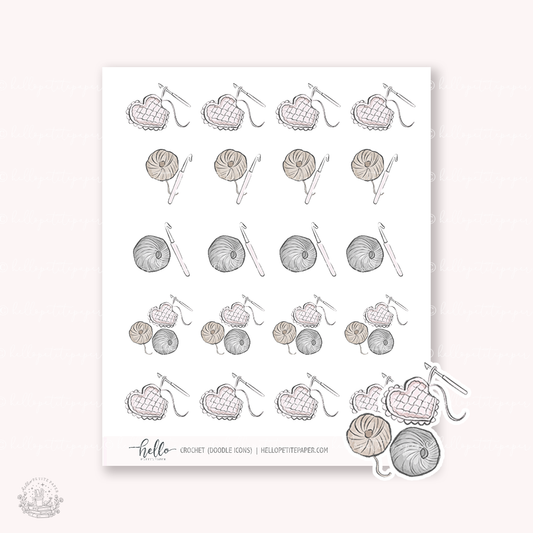 Doodle Icons (CROCHET) | hand-drawn planner stickers