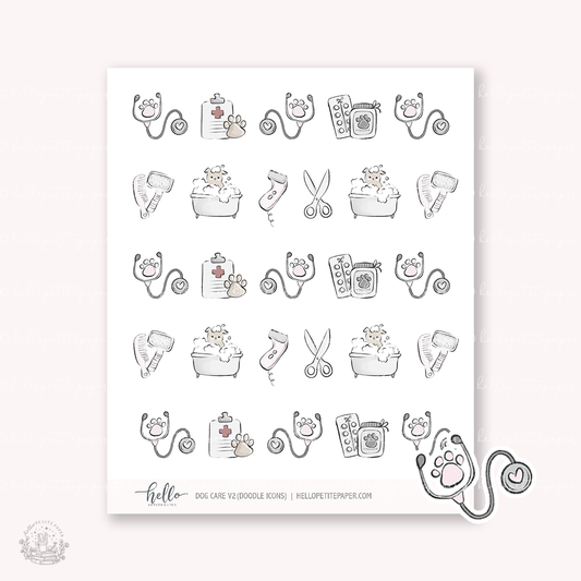 Doodle Icons (DOG CARE V2) | hand-drawn planner stickers