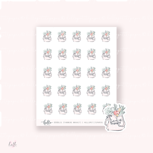 Doodle Icons (FARMERS MARKET) | hand-drawn planner stickers