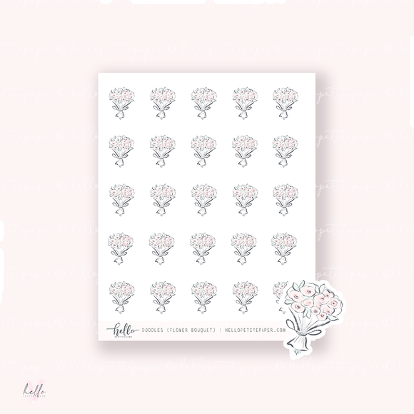 Doodle Icons (FLOWER BOUQUET) | hand-drawn planner stickers