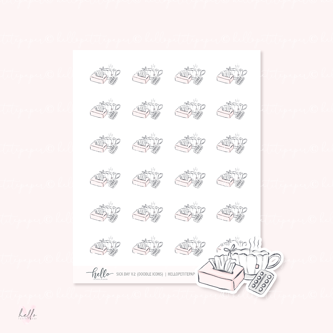 Doodle Icons (SICK DAY V.2) | hand-drawn planner stickers