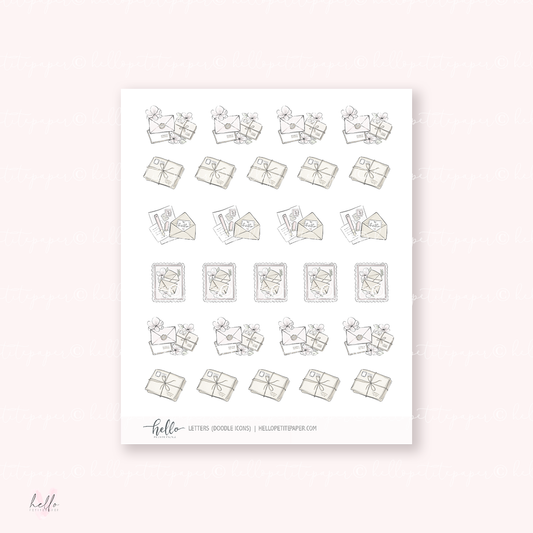 Doodle Icons (LETTERS) | hand-drawn planner stickers