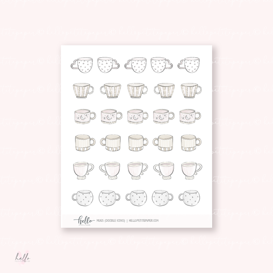 Doodle Icons (MUGS) | hand-drawn planner stickers