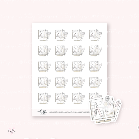 Doodle Icons (OPEN HOBO WEEKS) | hand-drawn planner stickers