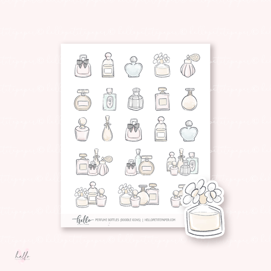 Doodle Icons (PERFUME BOTTLES) | hand-drawn planner stickers