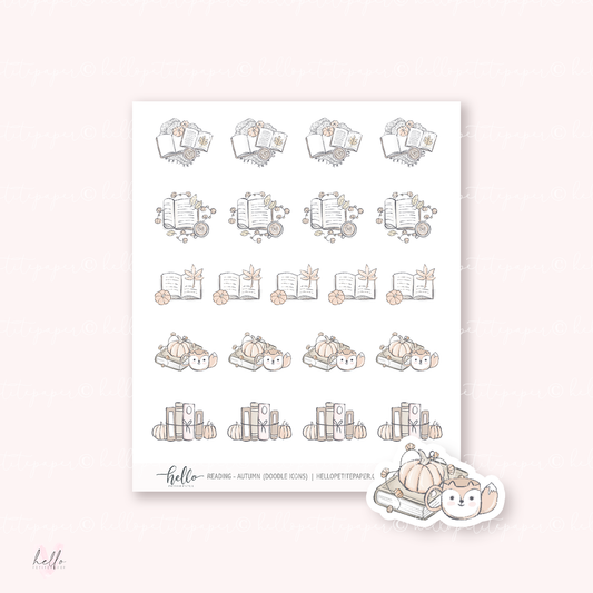 Doodle Icons (READING - AUTUMN) | hand-drawn planner stickers